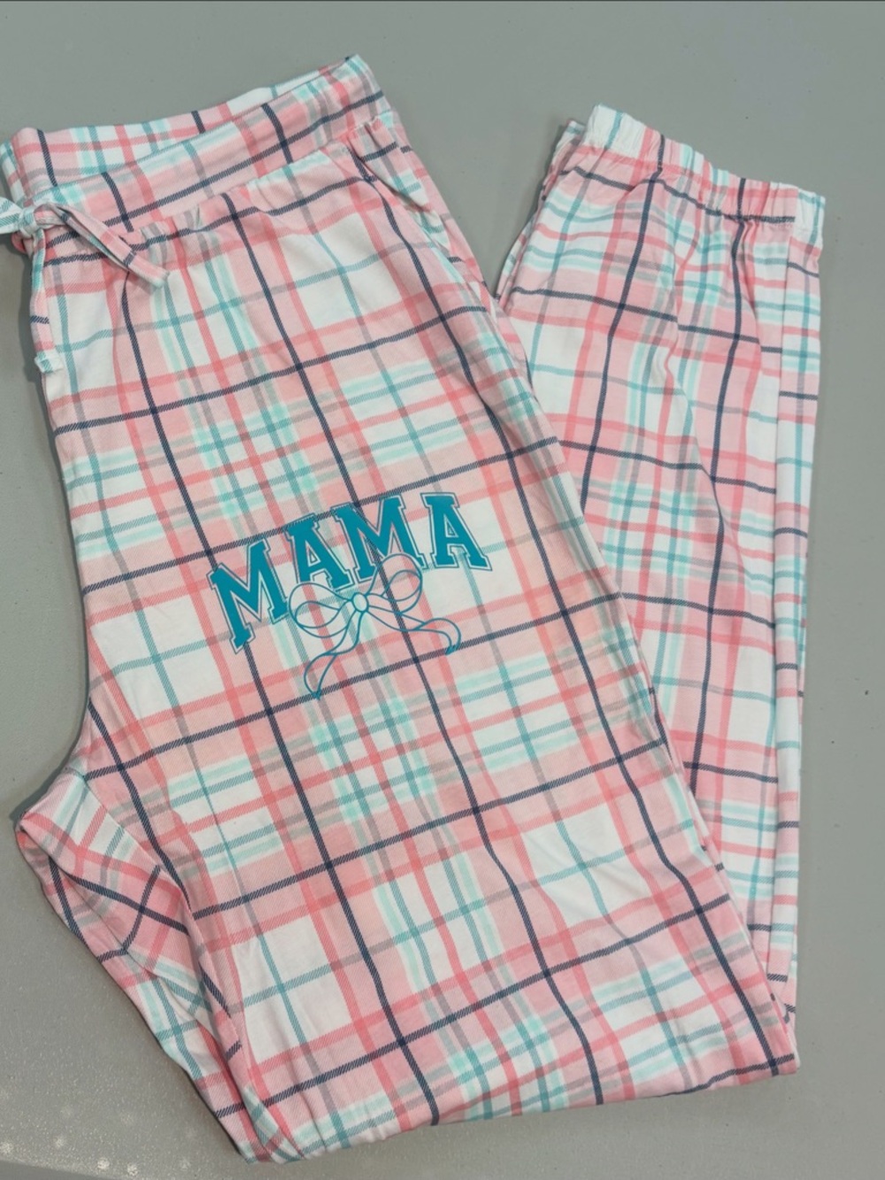 Mama Pink Plaid  Pajama Pants